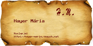 Hayer Mária névjegykártya